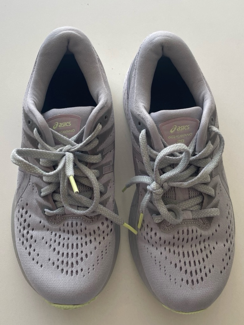 ASICS Kids Gel-Kayano Sneakers in Light Lavender and Pale Yellow Accents